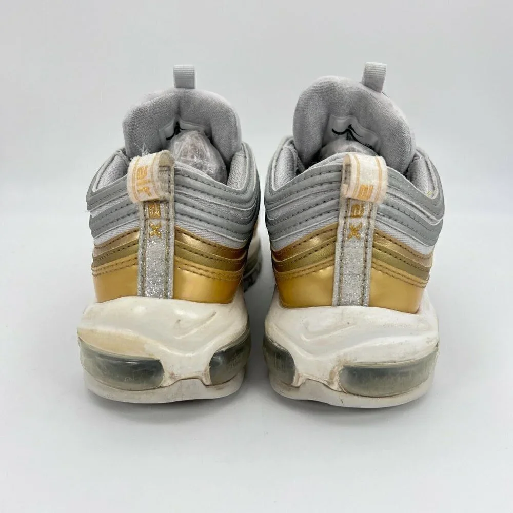 Nike Air Max 97 SE White Metallic Gold Women Running Shoes AQ4137-001 Size 8